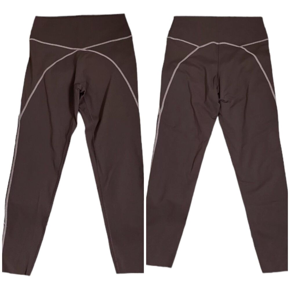 Aerie Offline brown w/blush pink trim Goals 7/8 leggings. Size m nwot